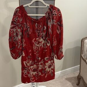 Zimmermann Red Floral Long Sleeve Dress